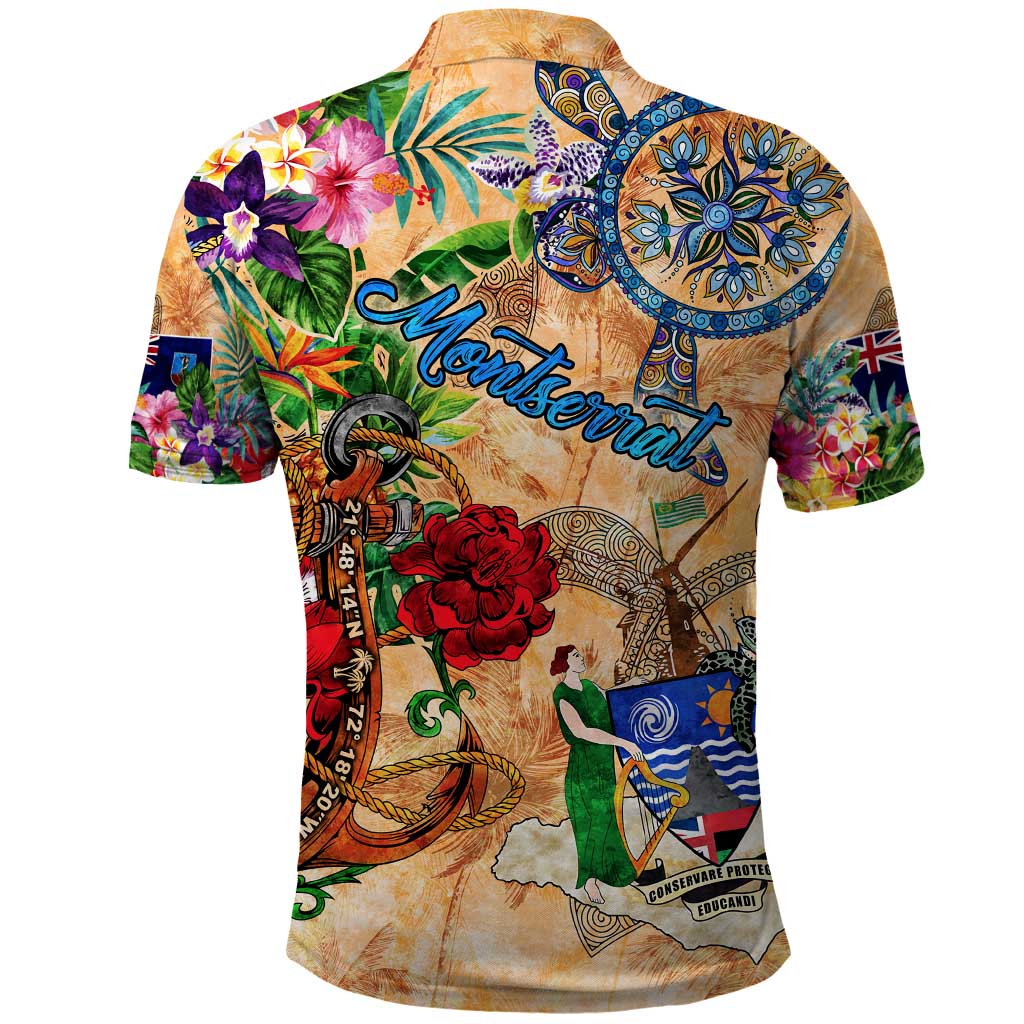 Montserrat Polo Shirt Geographic Coordinate Anchor - Turlte Tropical