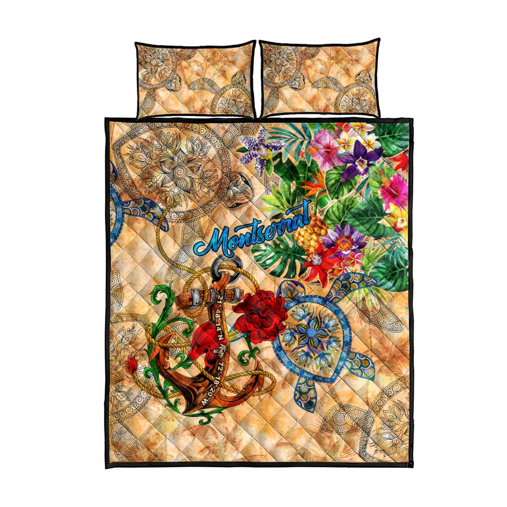 Montserrat Quilt Bed Set Geographic Coordinate Anchor - Turlte Tropical