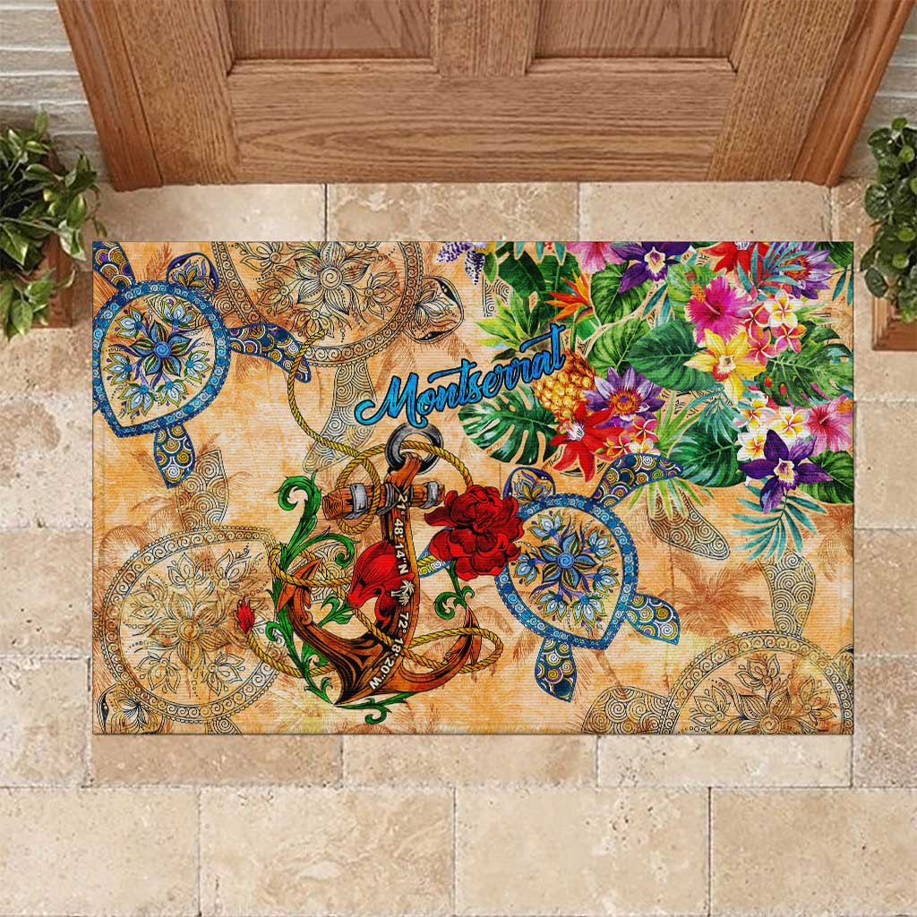 Montserrat Rubber Doormat Geographic Coordinate Anchor - Turlte Tropical