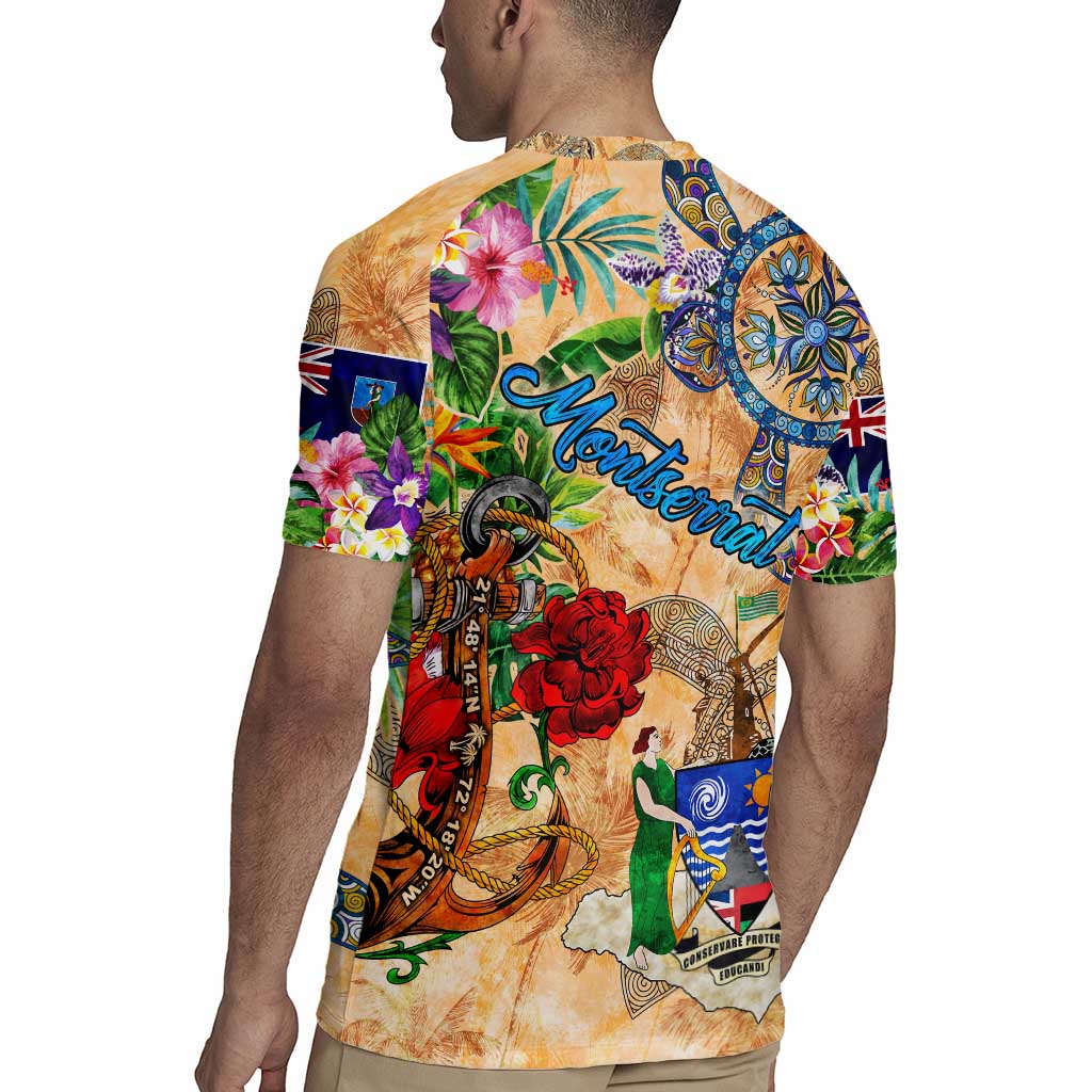 Montserrat Rugby Jersey Geographic Coordinate Anchor - Turlte Tropical