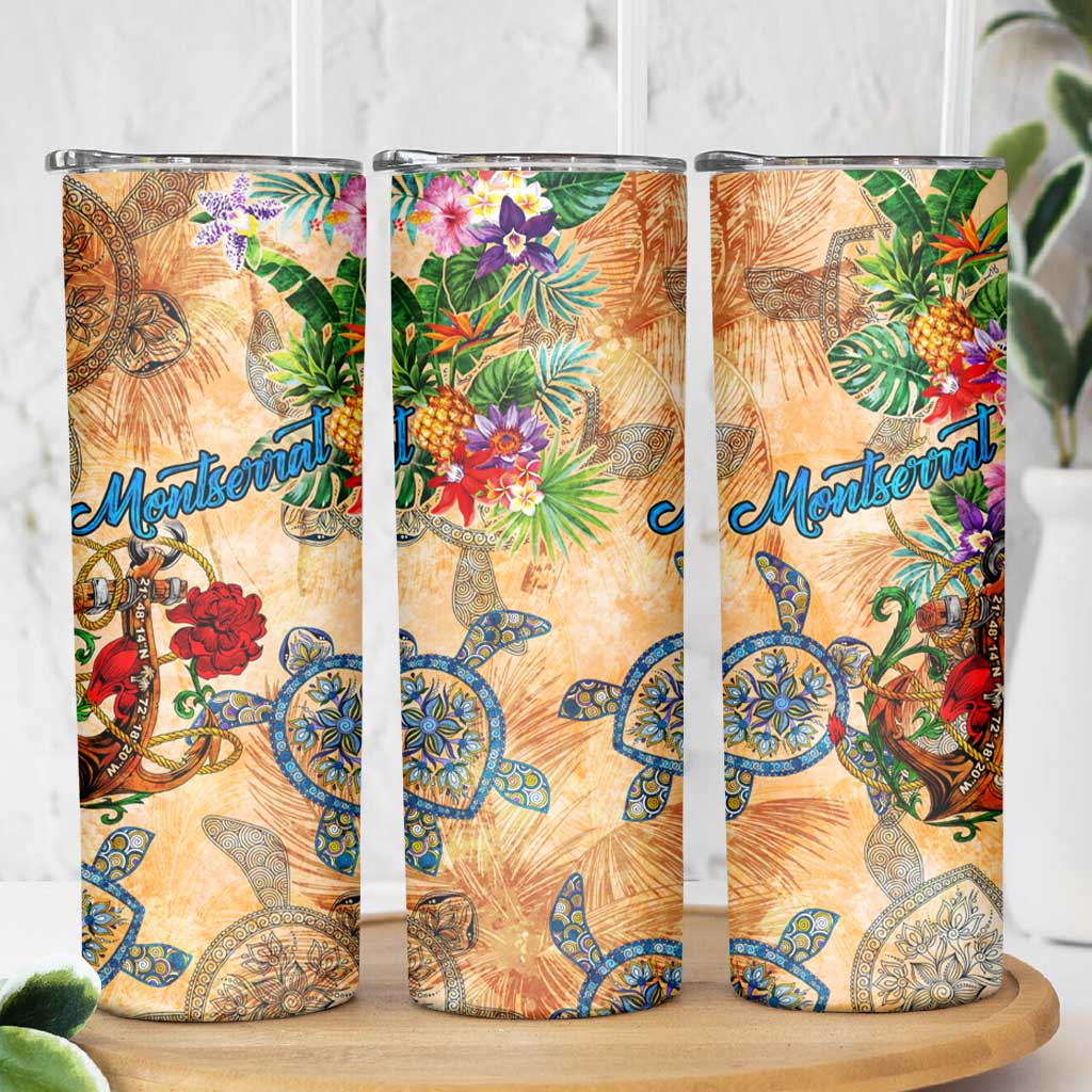 Montserrat Skinny Tumbler Geographic Coordinate Anchor - Turlte Tropical