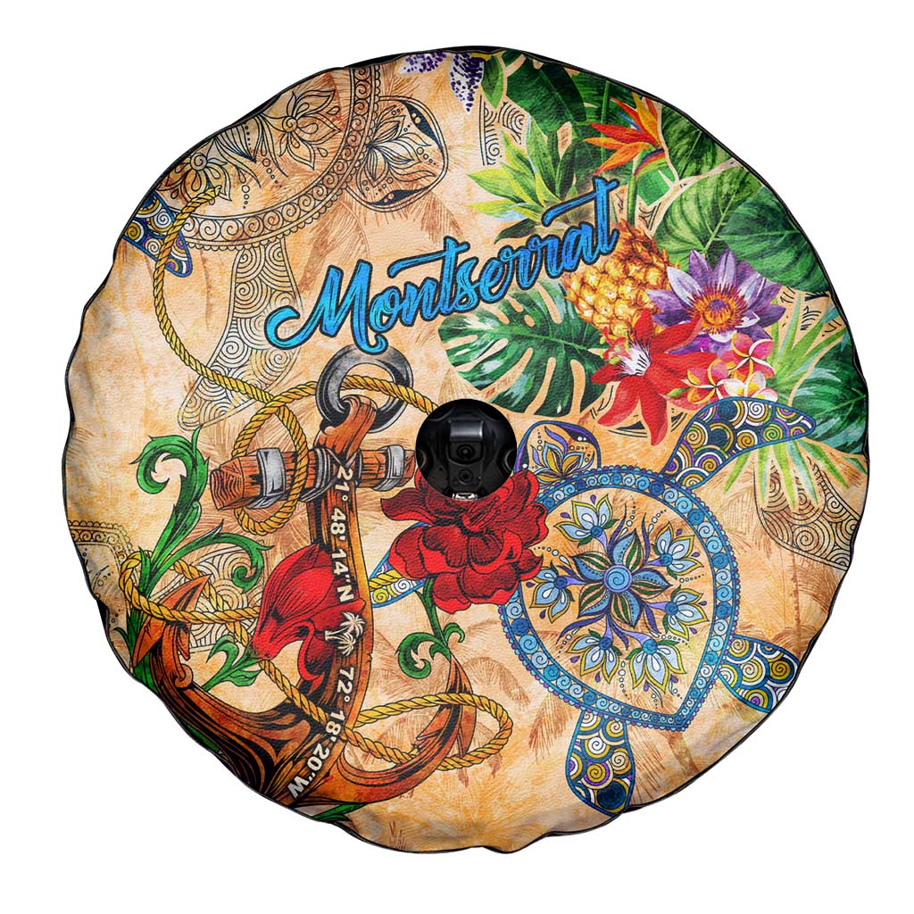 Montserrat Spare Tire Cover Geographic Coordinate Anchor - Turlte Tropical