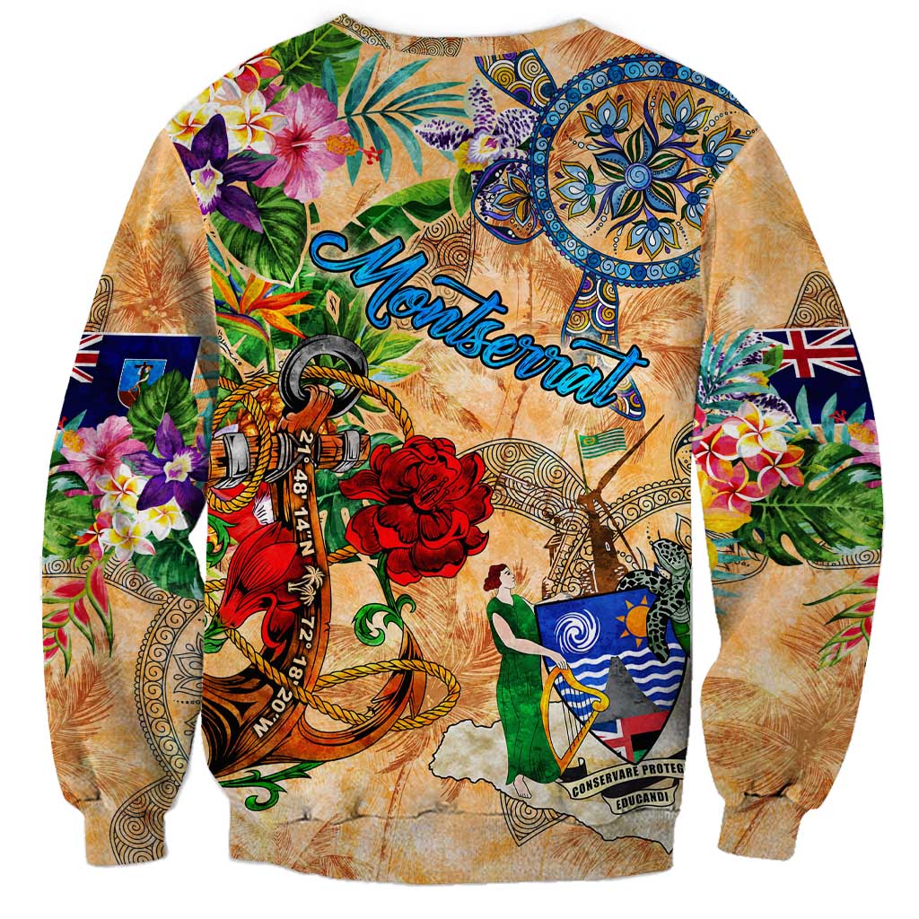 Montserrat Sweatshirt Geographic Coordinate Anchor - Turlte Tropical
