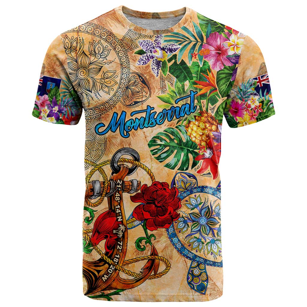 Montserrat T Shirt Geographic Coordinate Anchor - Turlte Tropical