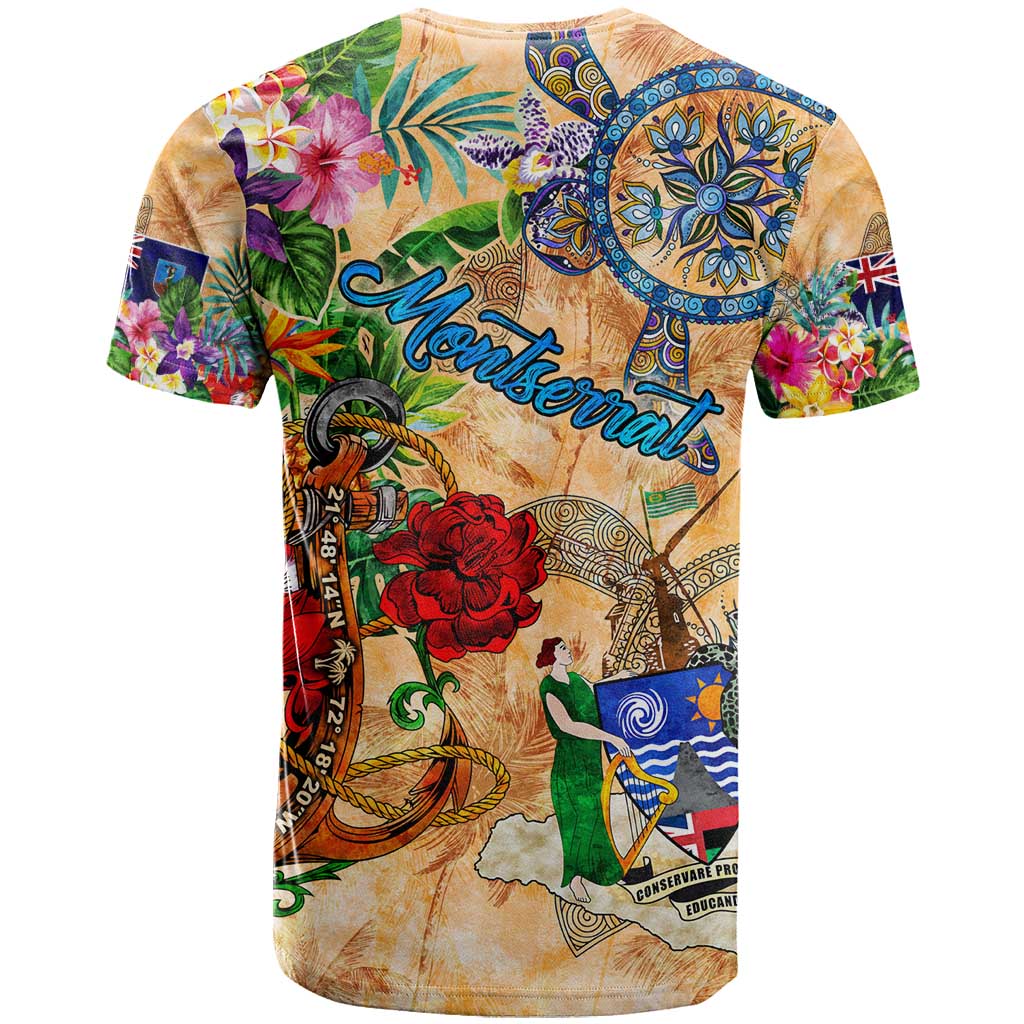 Montserrat T Shirt Geographic Coordinate Anchor - Turlte Tropical