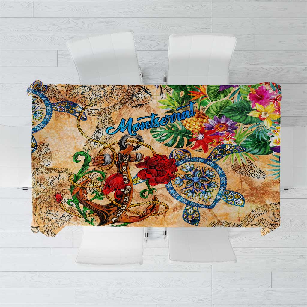 Montserrat Tablecloth Geographic Coordinate Anchor - Turlte Tropical