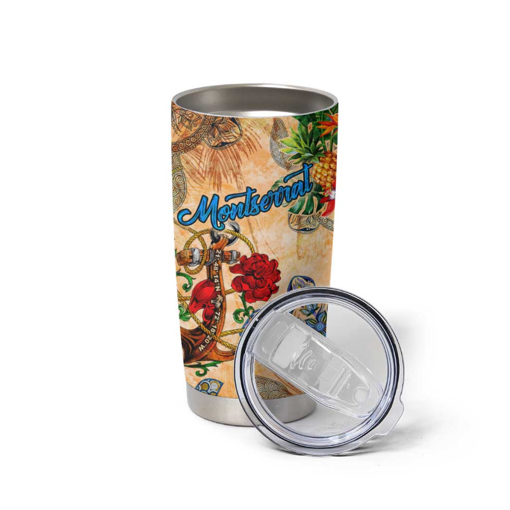 Montserrat Tumbler Cup Geographic Coordinate Anchor - Turlte Tropical