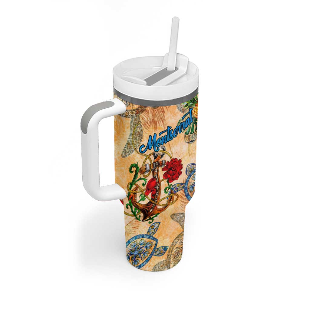 Montserrat Tumbler With Handle Geographic Coordinate Anchor - Turlte Tropical