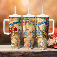 Montserrat Tumbler With Handle Geographic Coordinate Anchor - Turlte Tropical