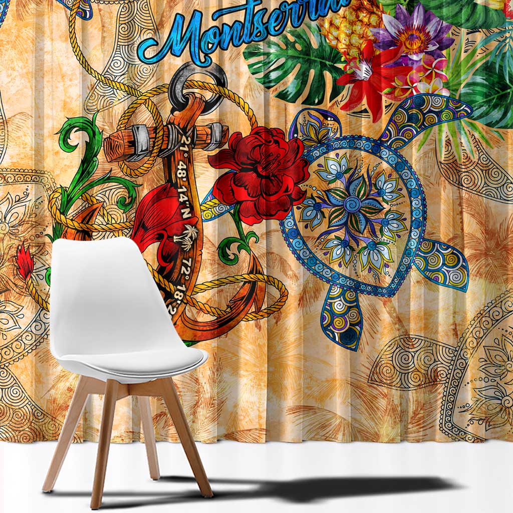 Montserrat Window Curtain Geographic Coordinate Anchor - Turlte Tropical