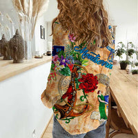 Montserrat Women Casual Shirt Geographic Coordinate Anchor - Turlte Tropical