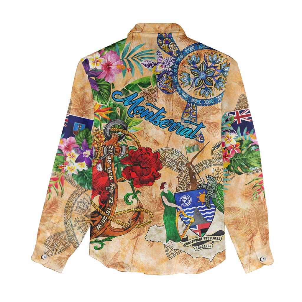 Montserrat Women Casual Shirt Geographic Coordinate Anchor - Turlte Tropical