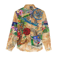 Montserrat Women Casual Shirt Geographic Coordinate Anchor - Turlte Tropical