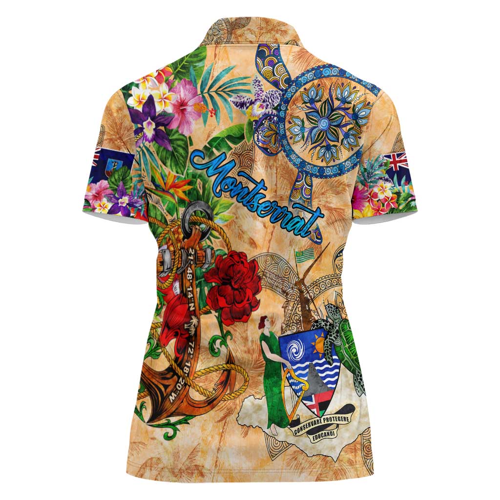 Montserrat Women Polo Shirt Geographic Coordinate Anchor - Turlte Tropical