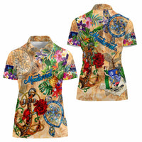Montserrat Women Polo Shirt Geographic Coordinate Anchor - Turlte Tropical