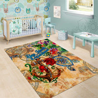 Bay Islands Department Area Rug Geographic Coordinate Anchor - Turlte Tropical