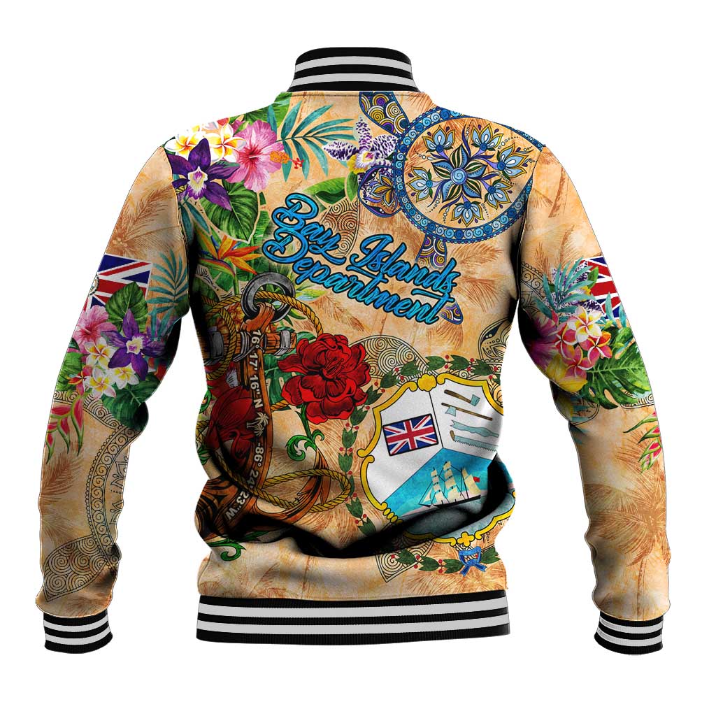 Bay Islands Department Baseball Jacket Geographic Coordinate Anchor - Turlte Tropical