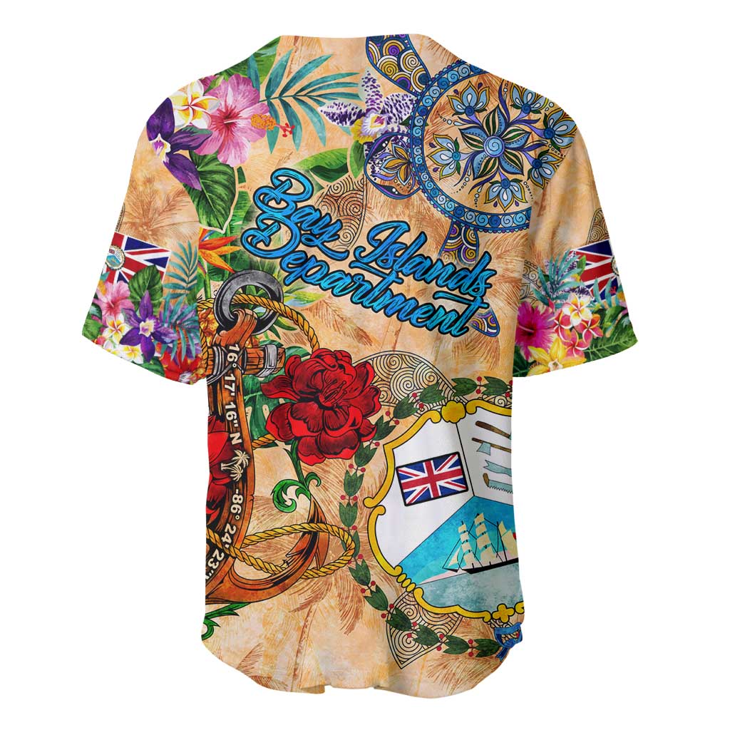 Bay Islands Department Baseball Jersey Geographic Coordinate Anchor - Turlte Tropical