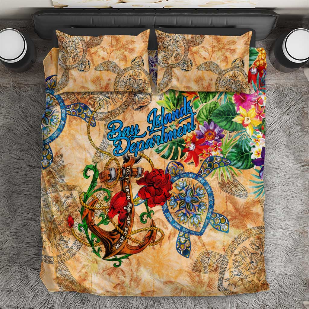 Bay Islands Department Bedding Set Geographic Coordinate Anchor - Turlte Tropical