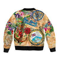 Bay Islands Department Bomber Jacket Geographic Coordinate Anchor - Turlte Tropical