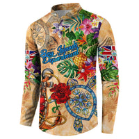 Bay Islands Department Button Sweatshirt Geographic Coordinate Anchor - Turlte Tropical