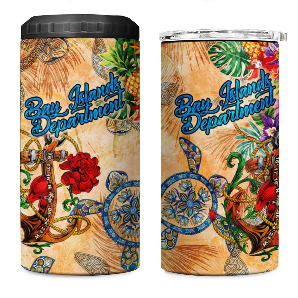 Bay Islands Department 4 in 1 Can Cooler Tumbler Geographic Coordinate Anchor - Turlte Tropical