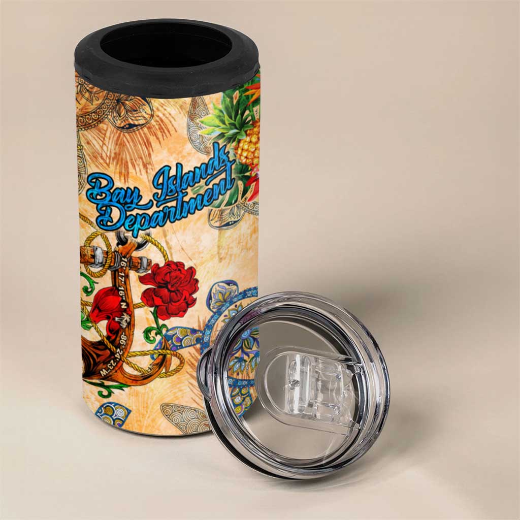 Bay Islands Department 4 in 1 Can Cooler Tumbler Geographic Coordinate Anchor - Turlte Tropical