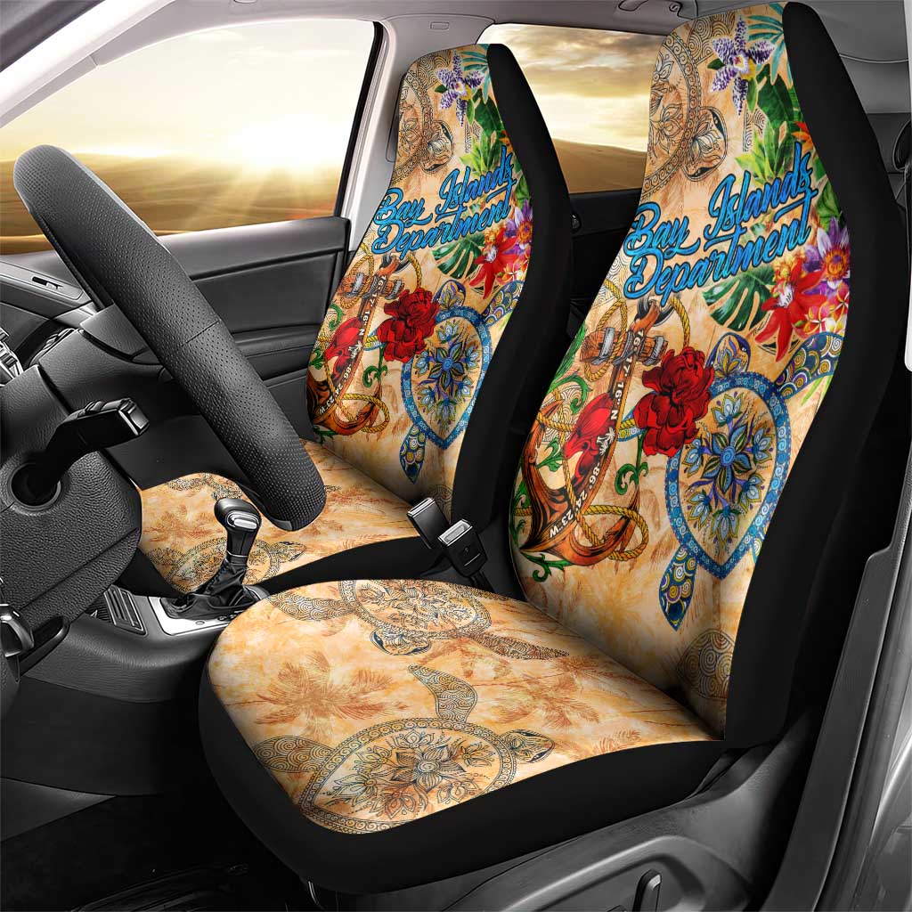 Bay Islands Department Car Seat Cover Geographic Coordinate Anchor - Turlte Tropical