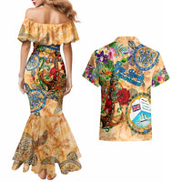 Bay Islands Department Couples Matching Mermaid Dress and Hawaiian Shirt Geographic Coordinate Anchor - Turlte Tropical