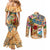 Bay Islands Department Couples Matching Mermaid Dress and Long Sleeve Button Shirt Geographic Coordinate Anchor - Turlte Tropical