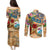 Bay Islands Department Couples Matching Puletasi and Long Sleeve Button Shirt Geographic Coordinate Anchor - Turlte Tropical