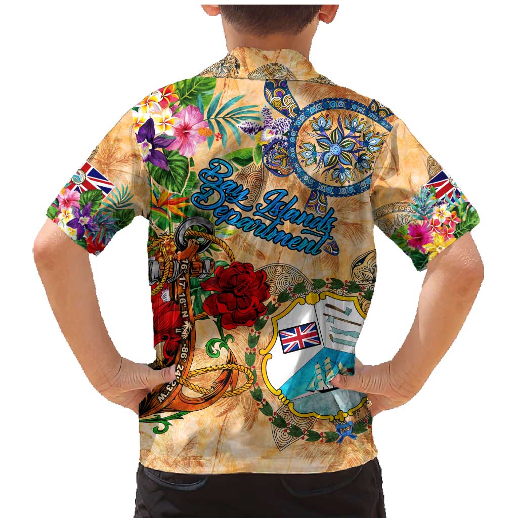 Bay Islands Department Family Matching Mermaid Dress and Hawaiian Shirt Geographic Coordinate Anchor - Turlte Tropical