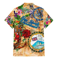 Bay Islands Department Family Matching Mermaid Dress and Hawaiian Shirt Geographic Coordinate Anchor - Turlte Tropical