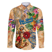 Bay Islands Department Family Matching Mermaid Dress and Hawaiian Shirt Geographic Coordinate Anchor - Turlte Tropical