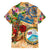 Bay Islands Department Family Matching Off The Shoulder Long Sleeve Dress and Hawaiian Shirt Geographic Coordinate Anchor - Turlte Tropical
