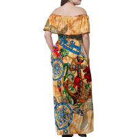 Bay Islands Department Family Matching Off Shoulder Maxi Dress and Hawaiian Shirt Geographic Coordinate Anchor - Turlte Tropical