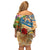 Bay Islands Department Family Matching Off Shoulder Short Dress and Hawaiian Shirt Geographic Coordinate Anchor - Turlte Tropical
