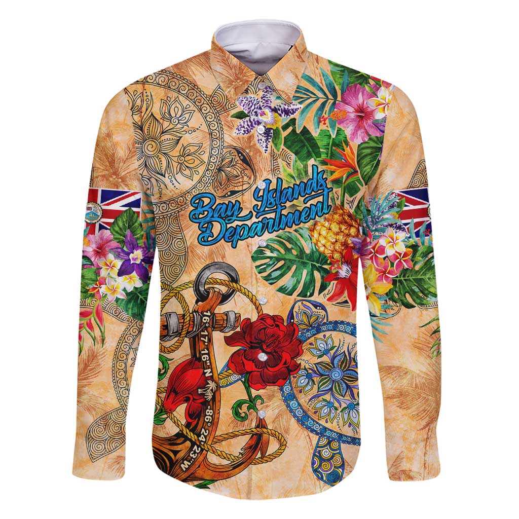 Bay Islands Department Family Matching Tank Maxi Dress and Hawaiian Shirt Geographic Coordinate Anchor - Turlte Tropical