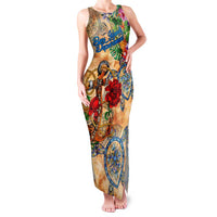 Bay Islands Department Family Matching Tank Maxi Dress and Hawaiian Shirt Geographic Coordinate Anchor - Turlte Tropical