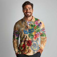 Bay Islands Department Long Sleeve Polo Shirt Geographic Coordinate Anchor - Turlte Tropical