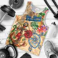 Bay Islands Department Men Tank Top Geographic Coordinate Anchor - Turlte Tropical