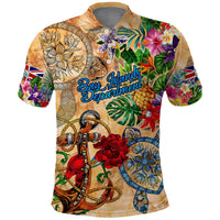 Bay Islands Department Polo Shirt Geographic Coordinate Anchor - Turlte Tropical