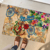 Bay Islands Department Rubber Doormat Geographic Coordinate Anchor - Turlte Tropical