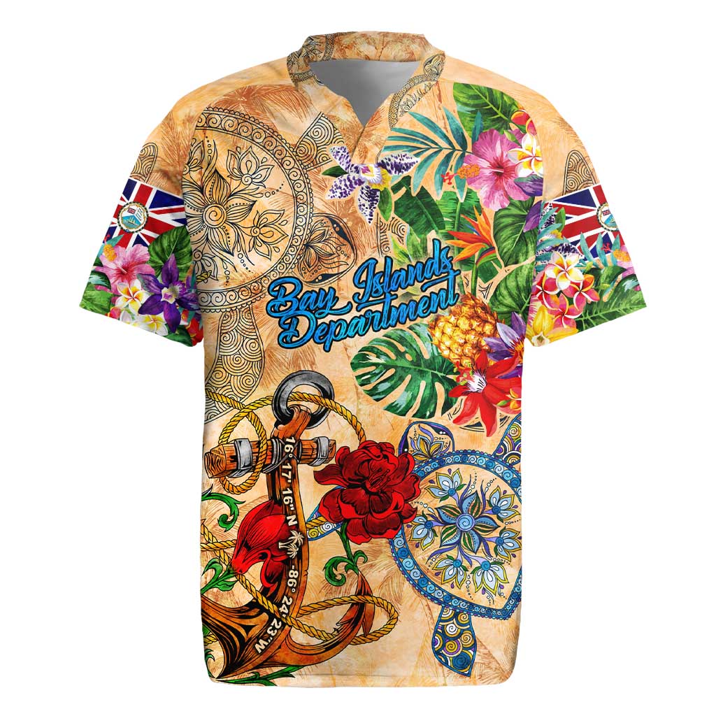 Bay Islands Department Rugby Jersey Geographic Coordinate Anchor - Turlte Tropical