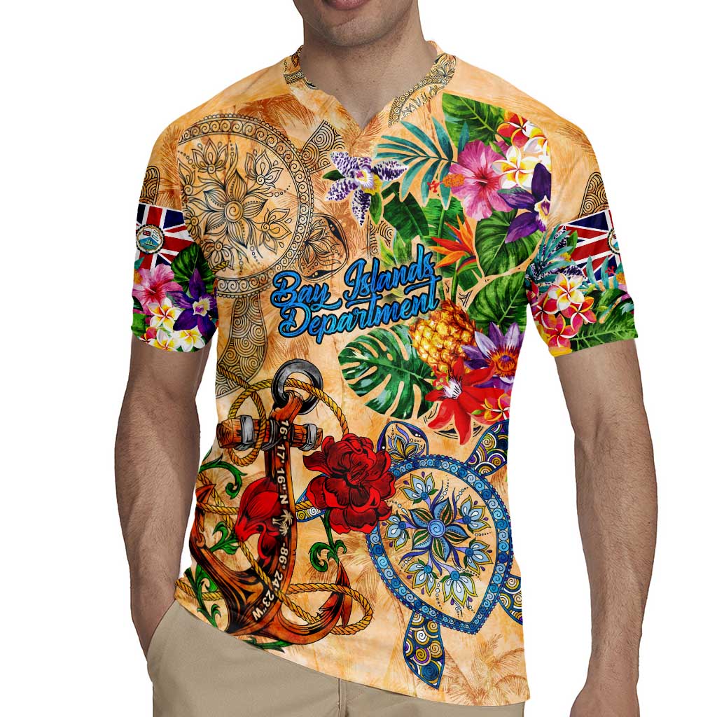 Bay Islands Department Rugby Jersey Geographic Coordinate Anchor - Turlte Tropical