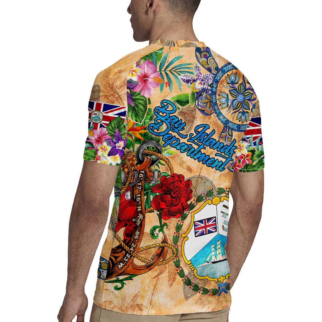 Bay Islands Department Rugby Jersey Geographic Coordinate Anchor - Turlte Tropical