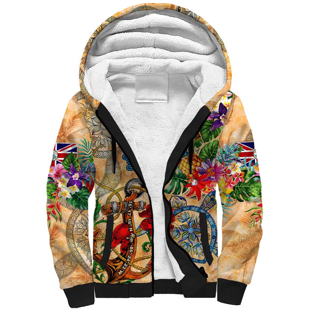 Bay Islands Department Sherpa Hoodie Geographic Coordinate Anchor - Turlte Tropical