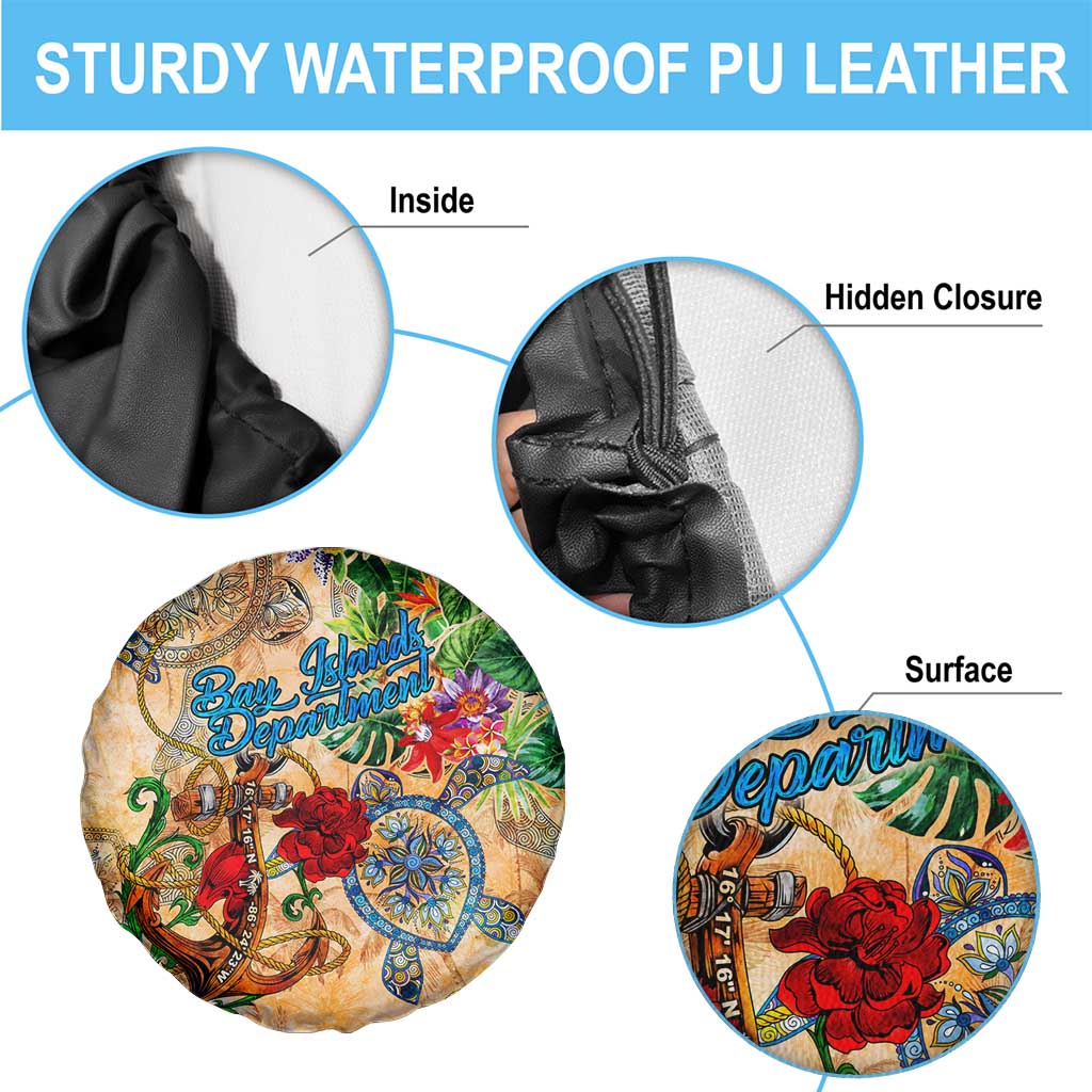 Bay Islands Department Spare Tire Cover Geographic Coordinate Anchor - Turlte Tropical