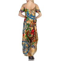 Bay Islands Department Summer Maxi Dress Geographic Coordinate Anchor - Turlte Tropical