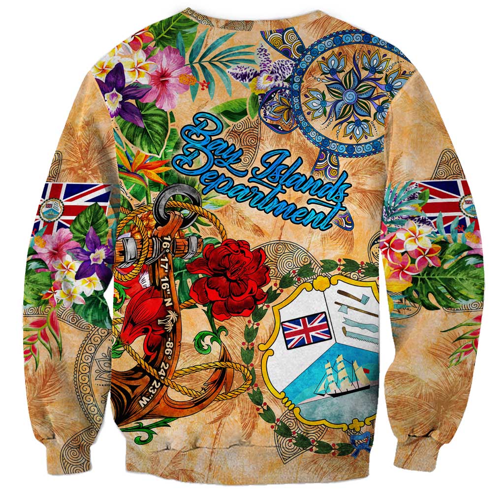 Bay Islands Department Sweatshirt Geographic Coordinate Anchor - Turlte Tropical